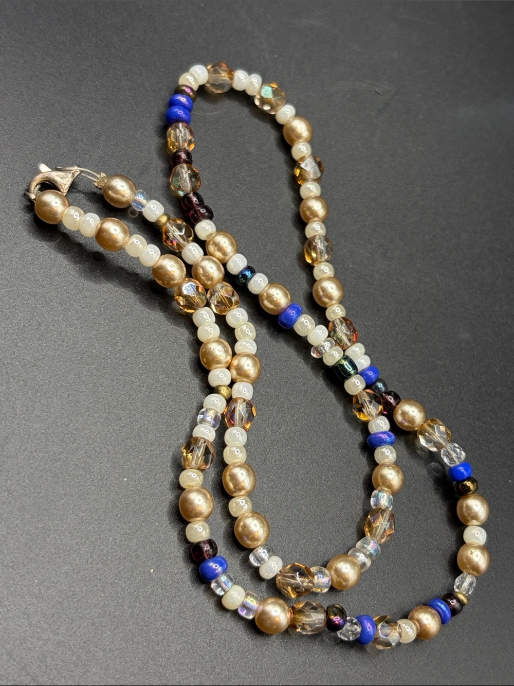 Handmade Beaded Necklace with 925 Sterling Silver Clasp, Boho Casual Jewelry
